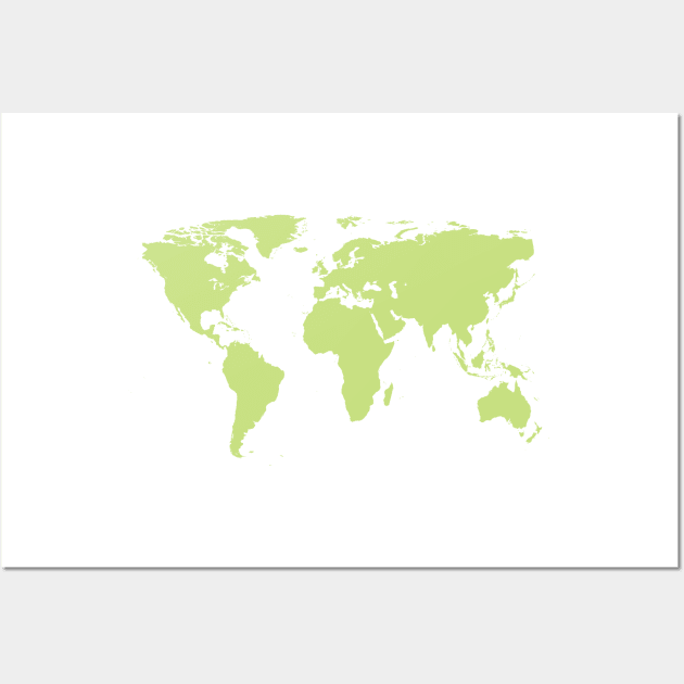 Fullcolor World map - green Wall Art by Aurealis